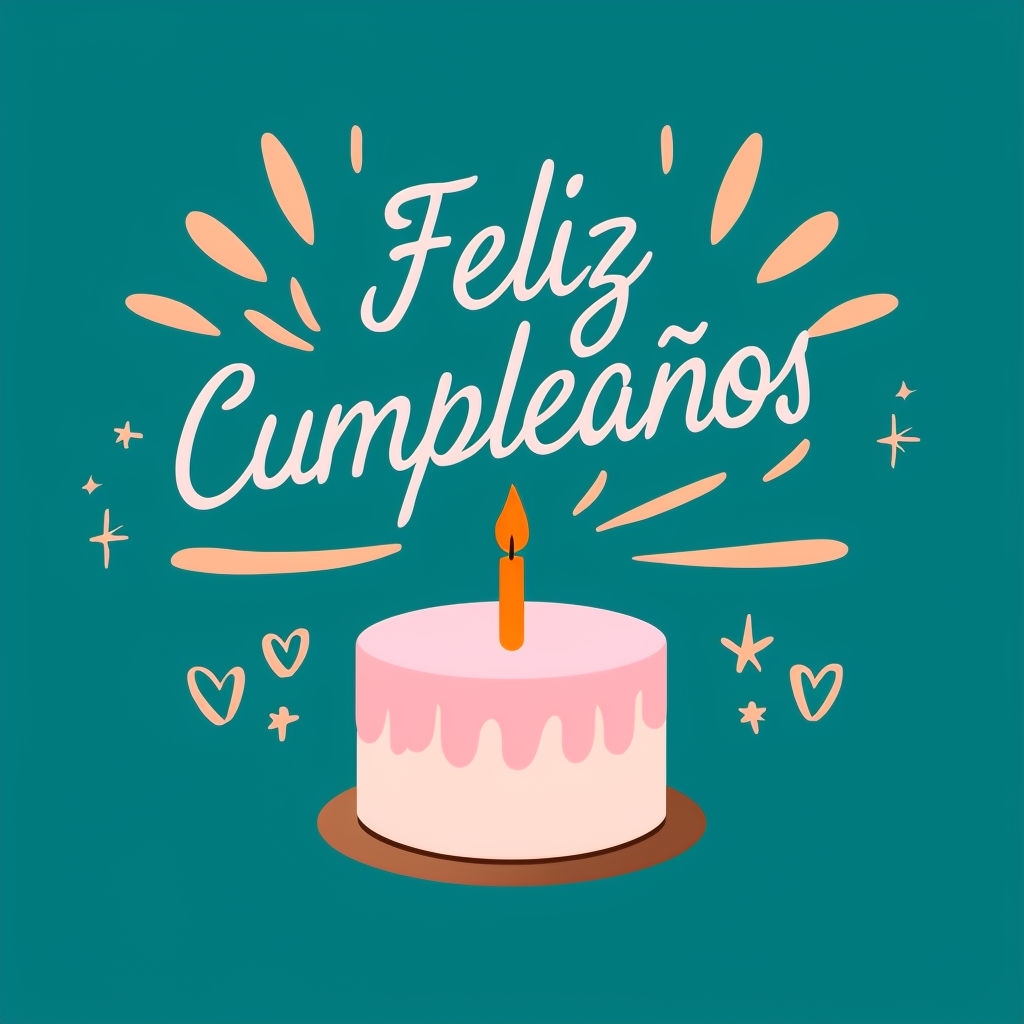 Vibrant Teal Feliz Cumpleaños Birthday Card Design Artwork Cards & Invites