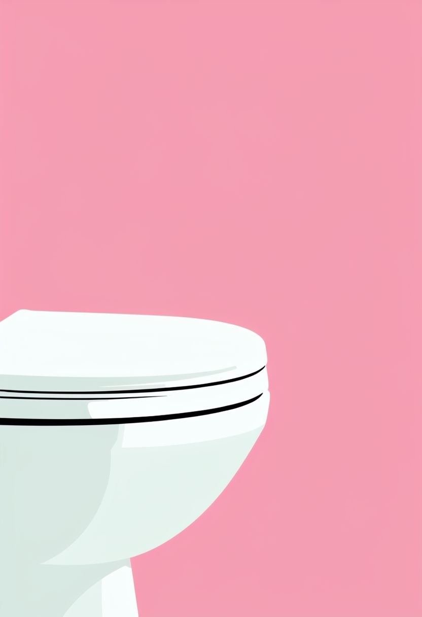 Whimsical Minimalist Toilet Bowl Illustration on Pink Background Poster