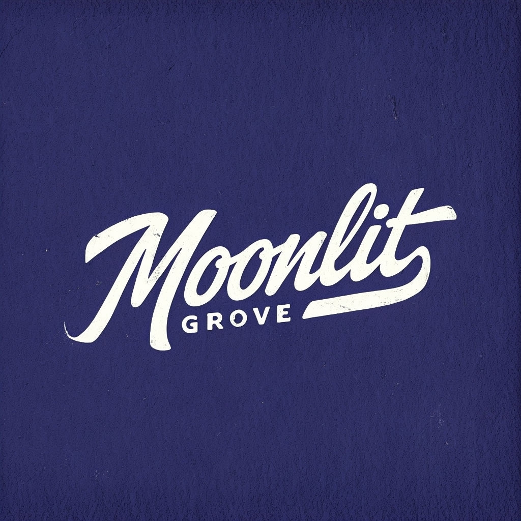 Elegant Moonlit Grove Minimalist Logo Design on Navy Background Logo