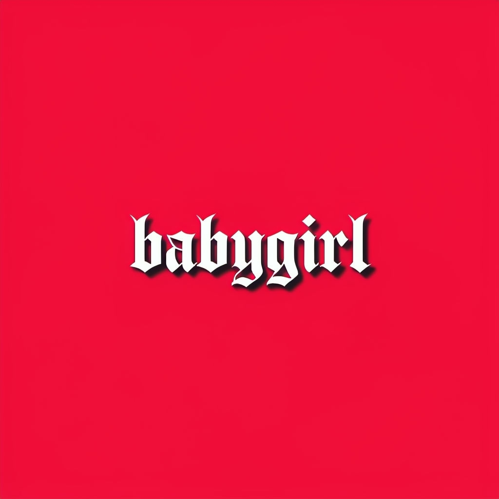 Bold Blackletter Babygirl Text on Crimson Red Background Spotify Album Cover