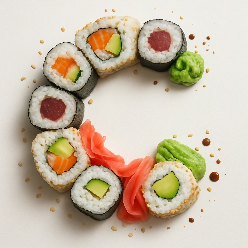 Colorful Assorted Sushi Roll Arrangement Sticker