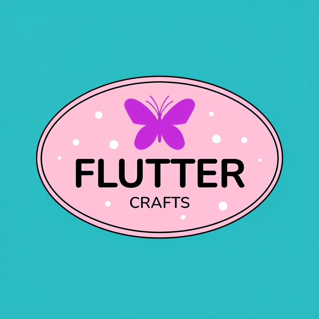 Whimsical Abstract Butterfly Logo with Flutter Crafts Text