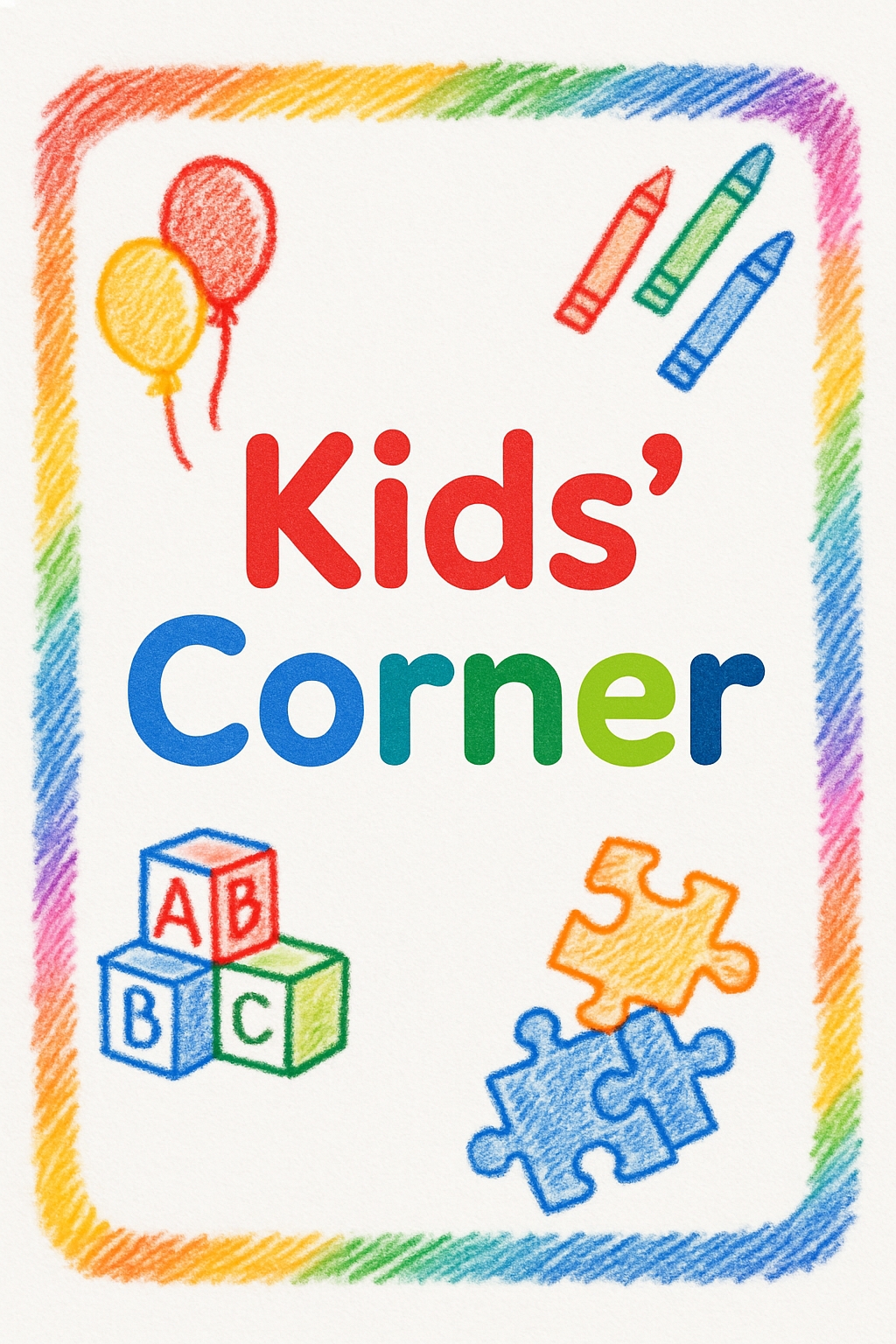 Playful Kids' Corner Crayon Art Event Sign Design