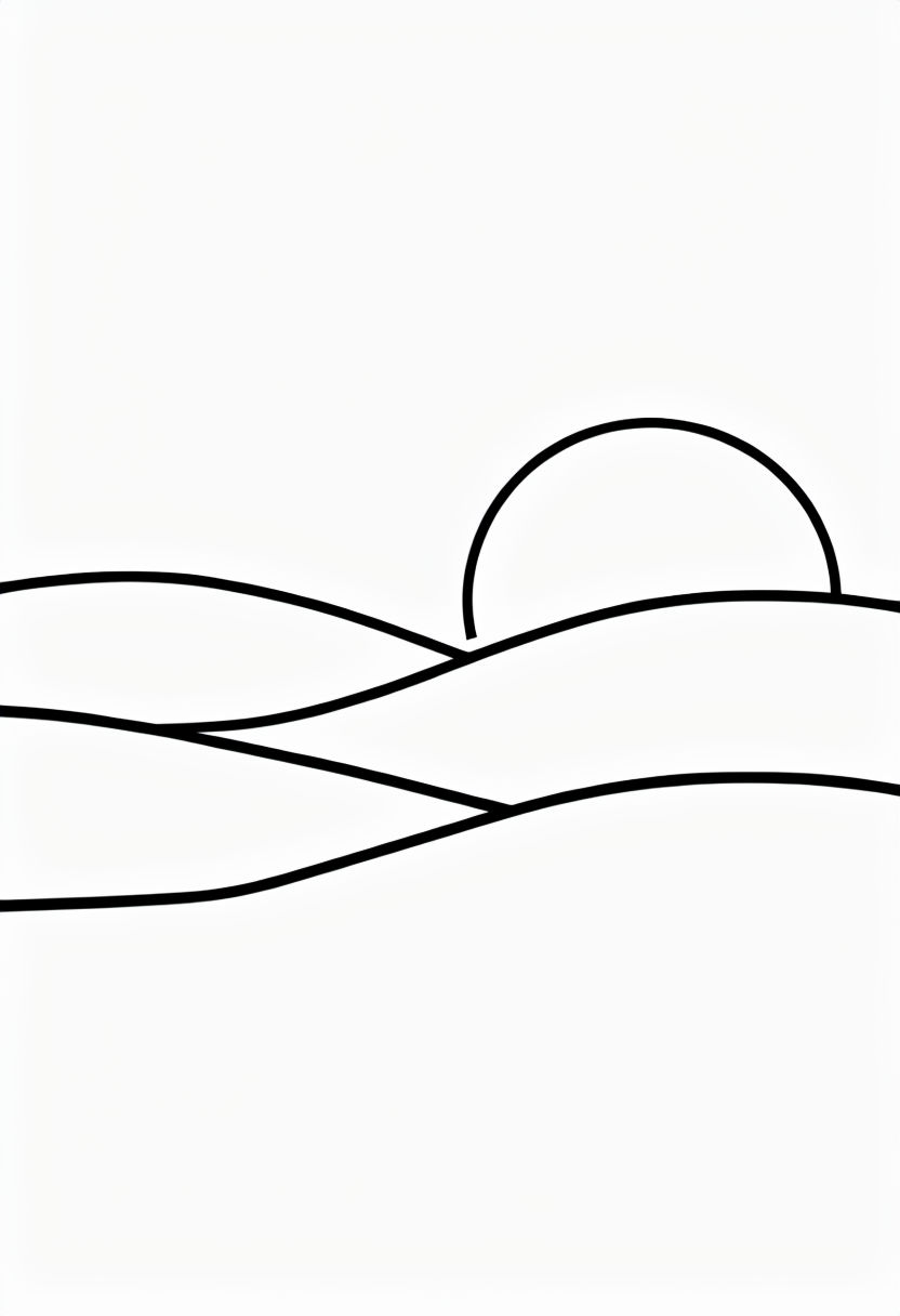 Minimalist Black and White Landscape Coloring Page Design Coloring Book Pages