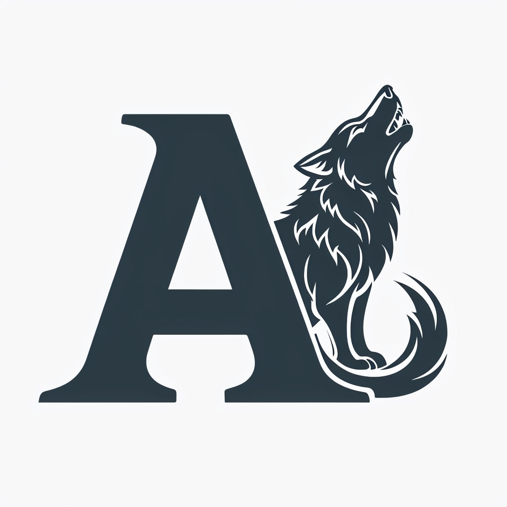 Bold Modern Wolf Howling Logo with Letter A Monogram