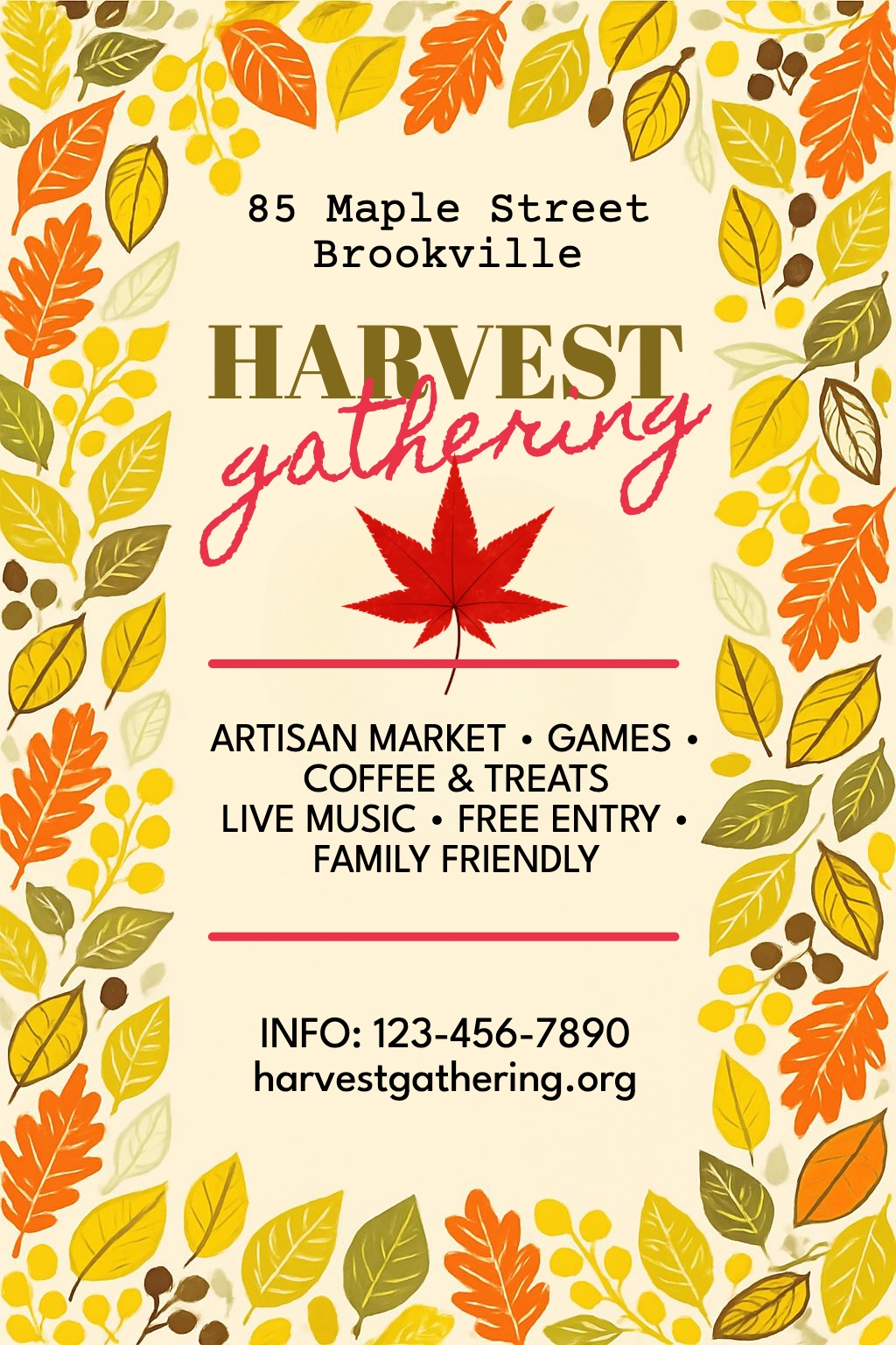 Festive Autumn Harvest Gathering Event Promotional Poster Flyer