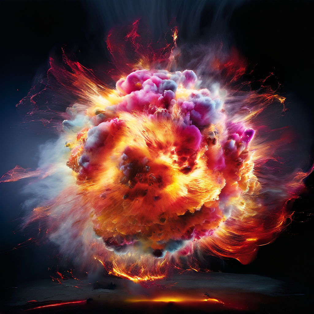 Nuclear fusion occurring at the core of a burgeoning explosi... by 강유 ...
