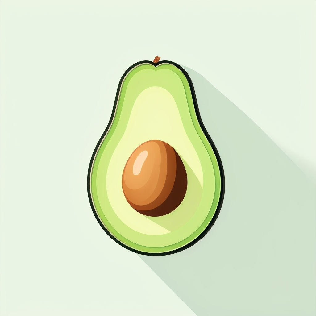 Minimalist Halved Avocado Illustration with Soft Green Background Art