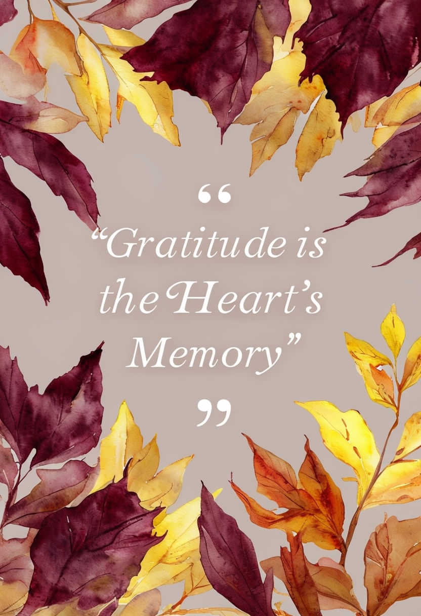 Thankful Autumn Leaves Watercolor Art with Gratitude Quote Poster