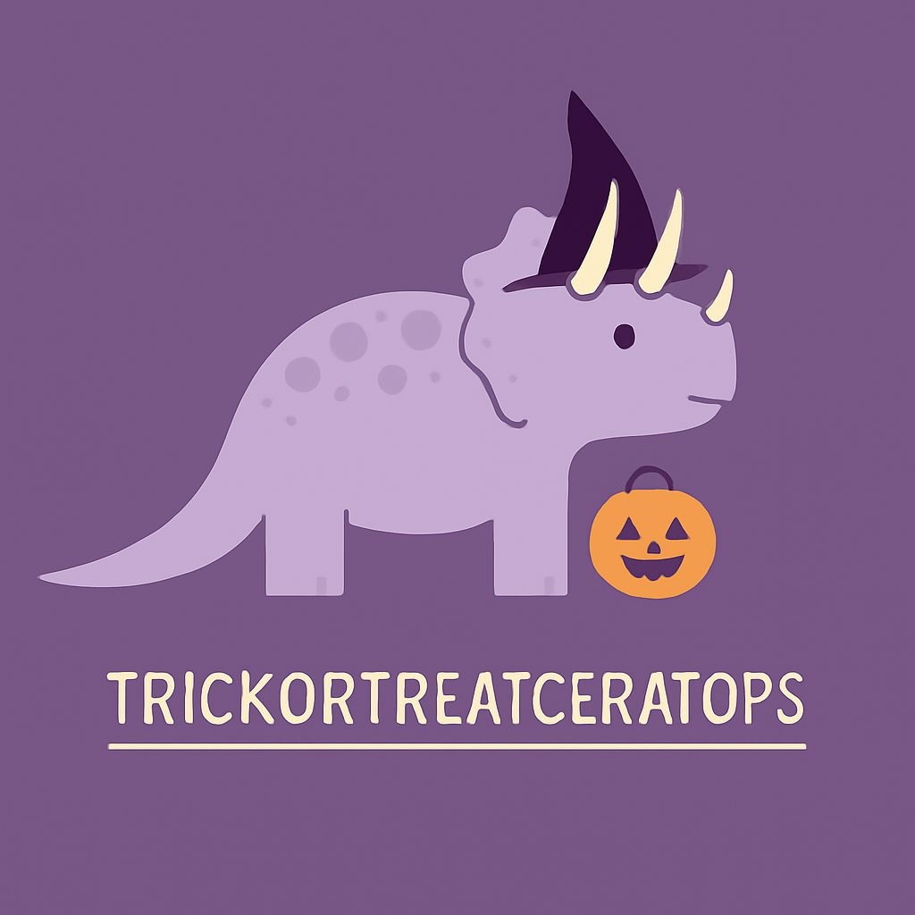 Cute Cartoon Triceratops with Witch Hat Halloween Sticker