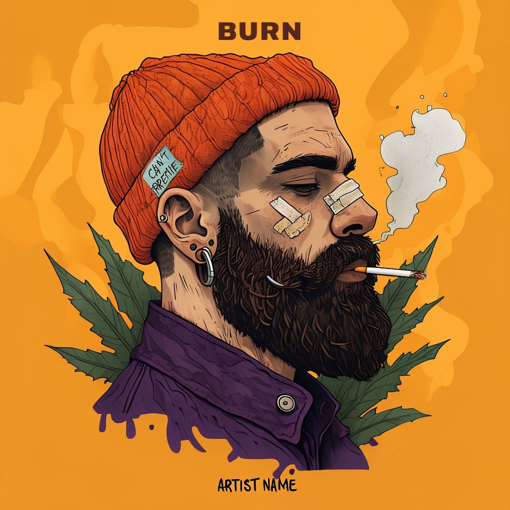 Bearded Man with Cigarette and 'Can't Breathe' Beanie Cover for Spotify Album Cover