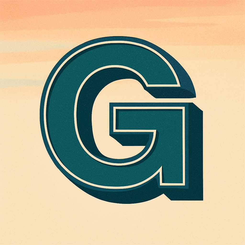 Retro Teal Letter G Monogram Design on Gradient Background Monogram