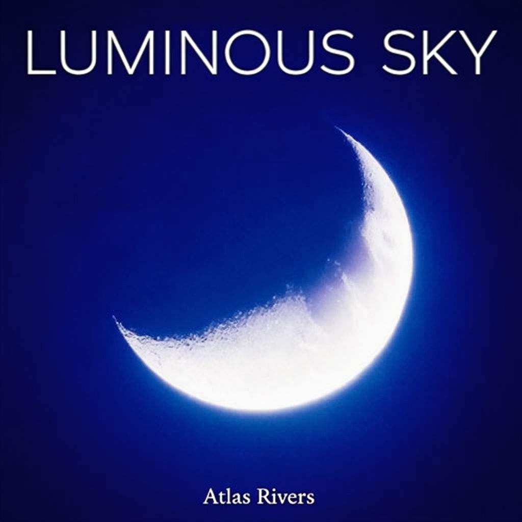 Luminous Sky Minimalist Album Cover Featuring Glowing Crescent Moon Spotify Album Cover