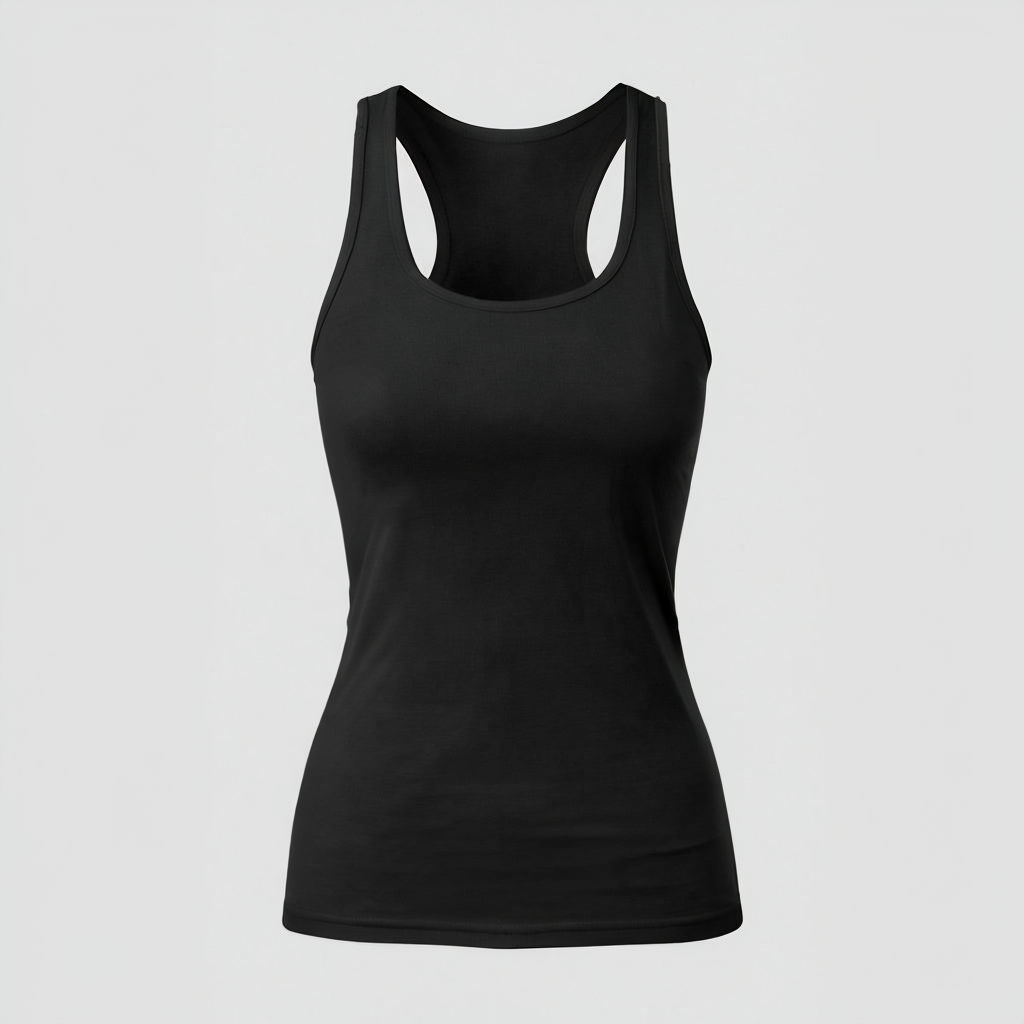 Black Women's Fitted Racerback Tank Top Mockup