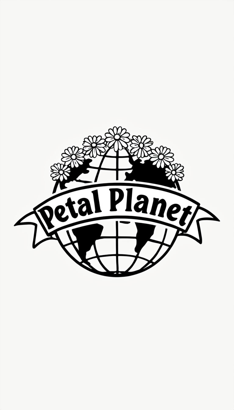 Petal Planet Floral Globe Line Art Logo