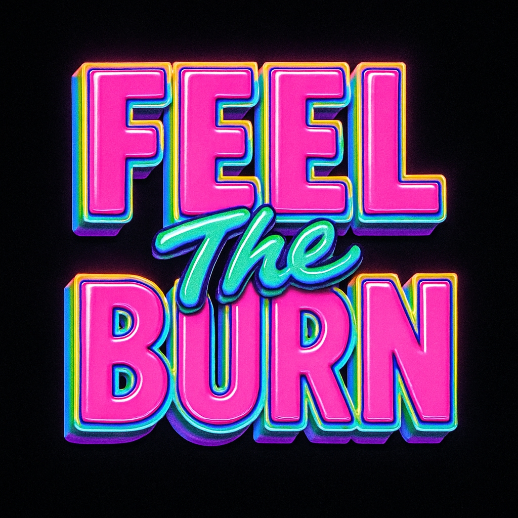 Vibrant Neon 'Feel The Burn' Typography Art T-Shirt