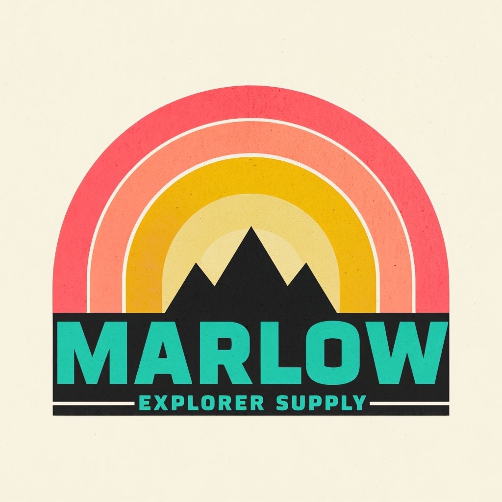 Retro Colorful Rainbow Marlow Explorer Supply Logo