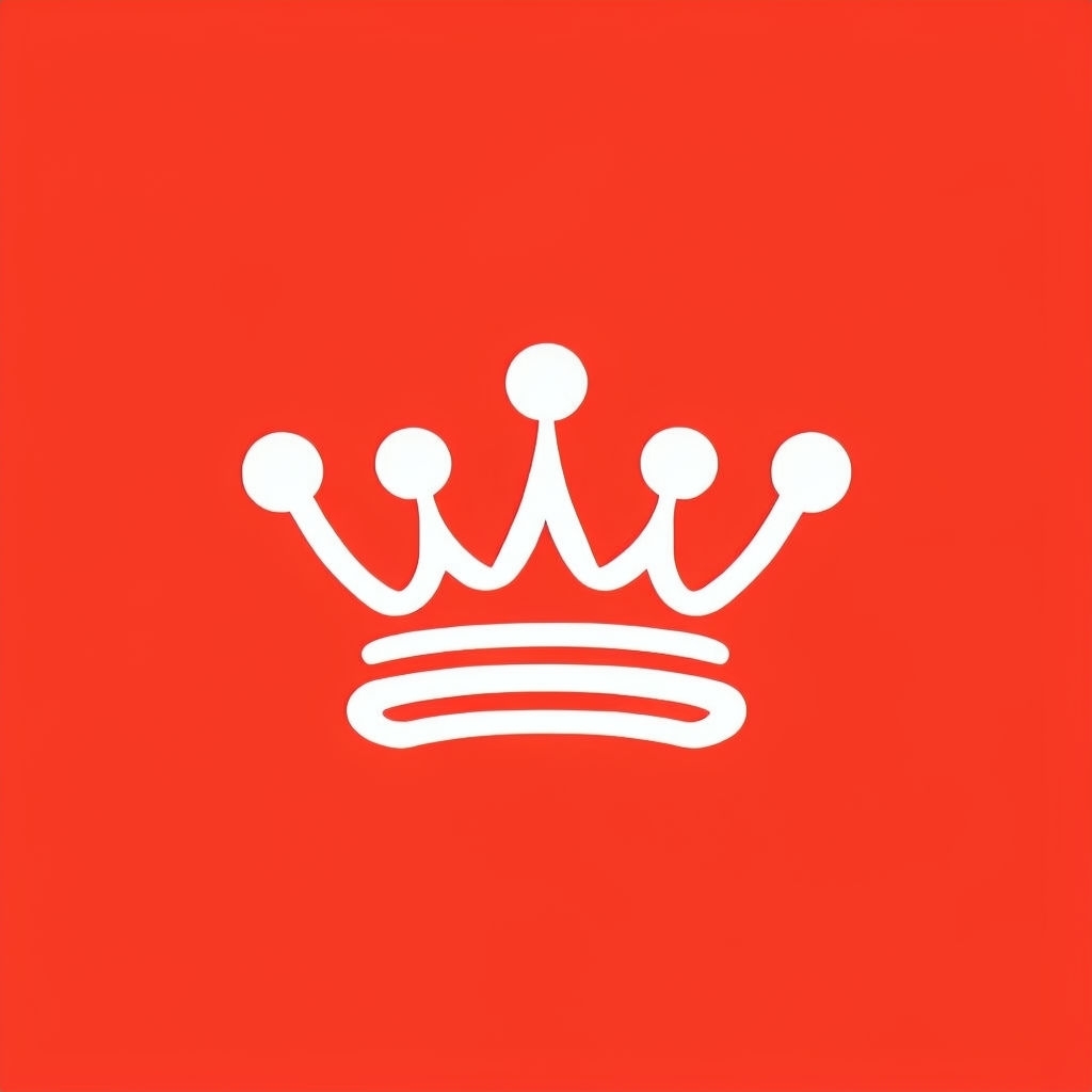 Minimalist White Crown Graphic on Vibrant Red Background Logo