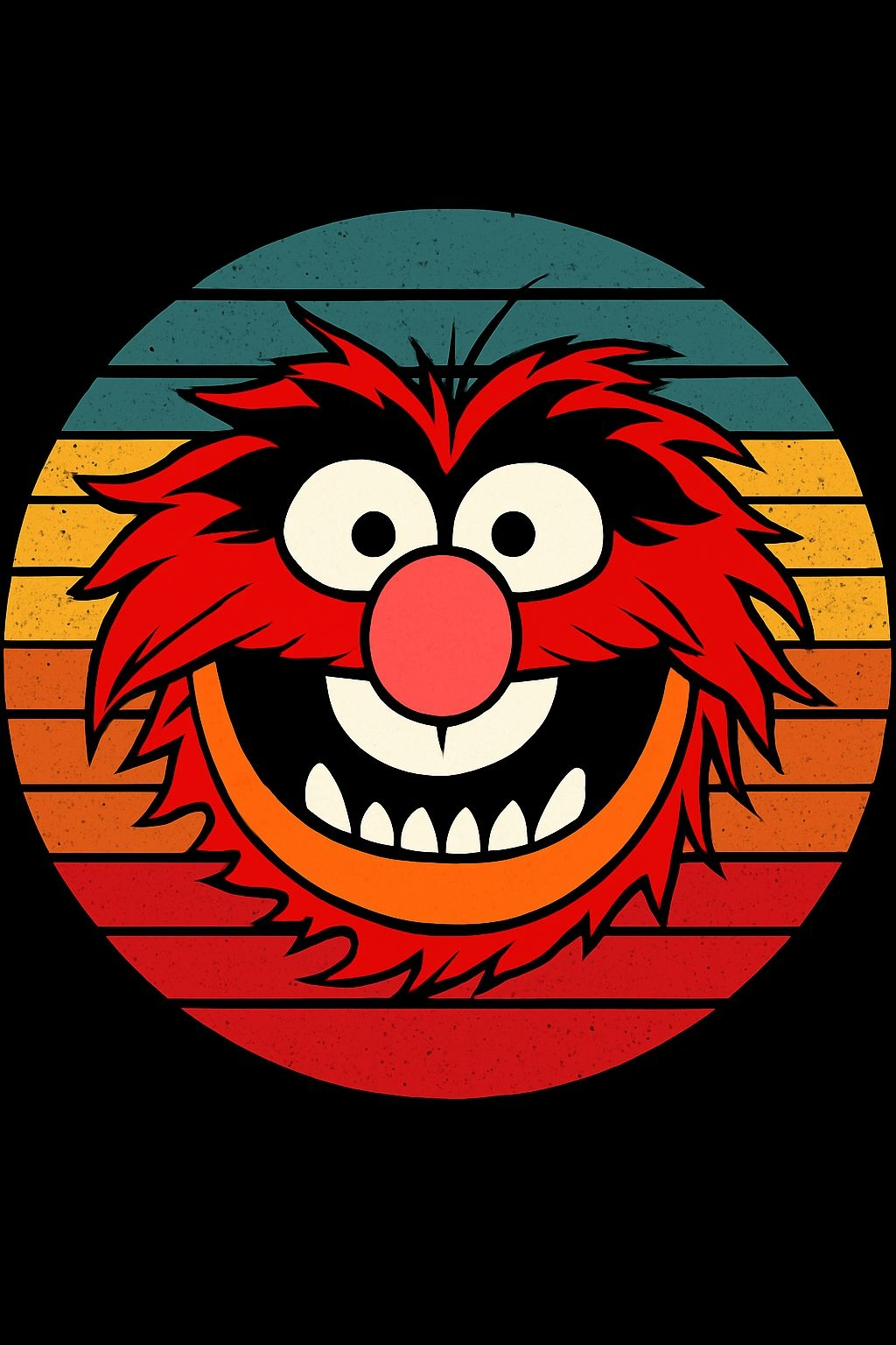 Vibrant Retro Cartoon Animal Face T-Shirt