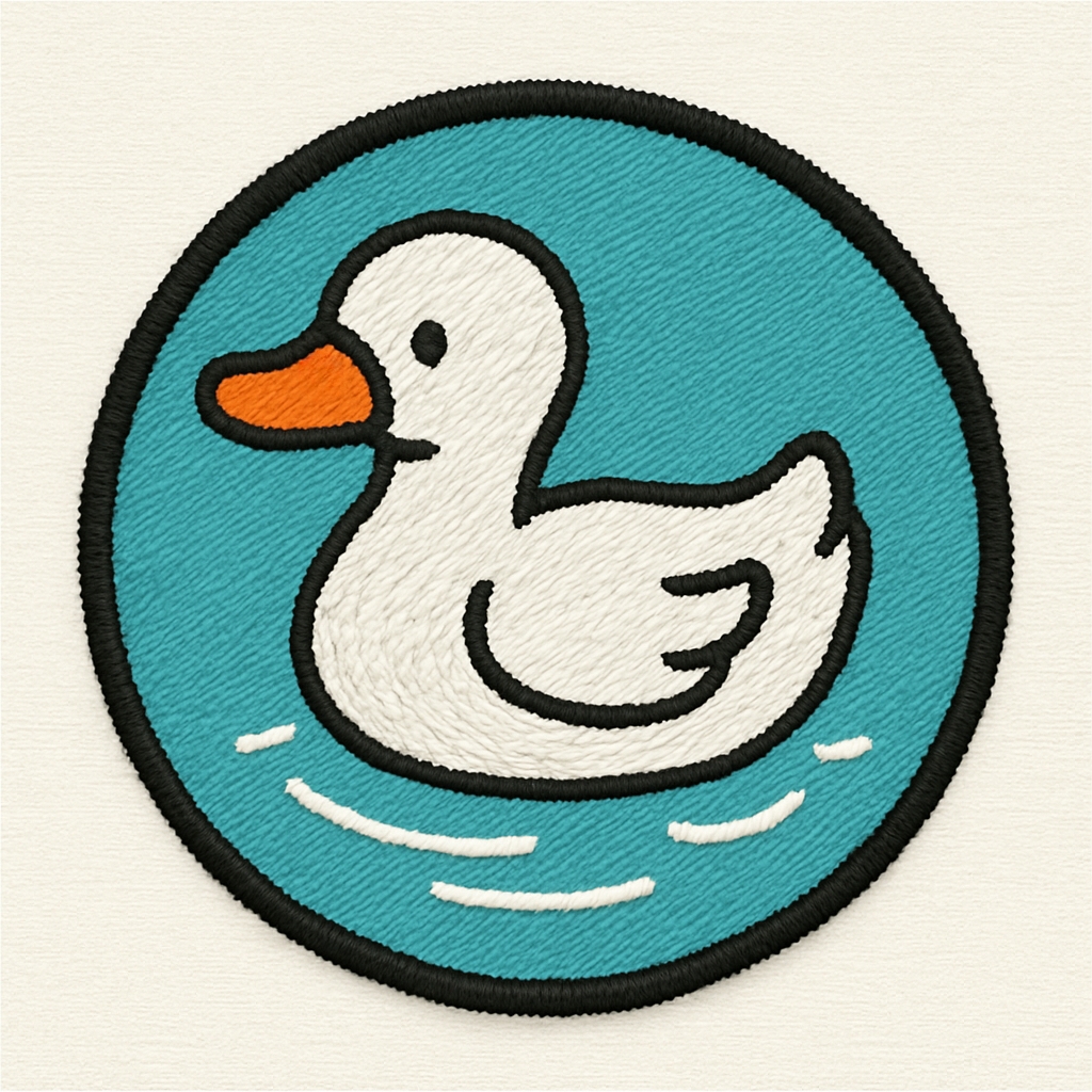 Playful Cartoon Duck Embroidered Patch for Hats