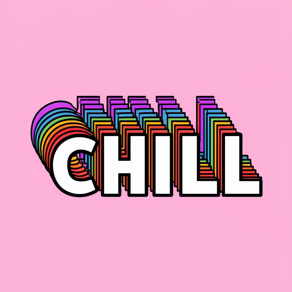 Colorful CHILL Text with Abstract Patterns Sticker
