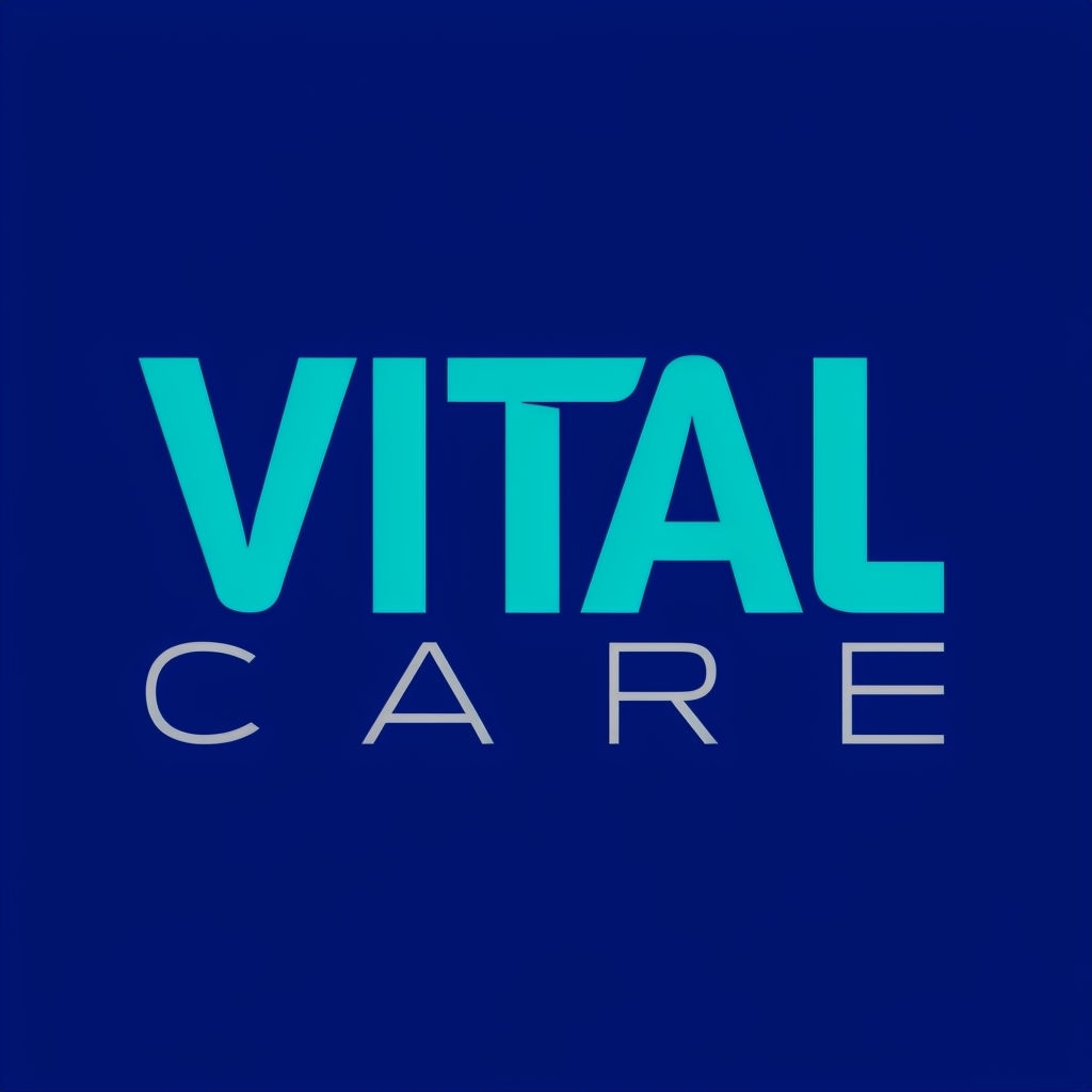 Professional VITAL CARE Pharmacy Logo Design on Navy Background Logo