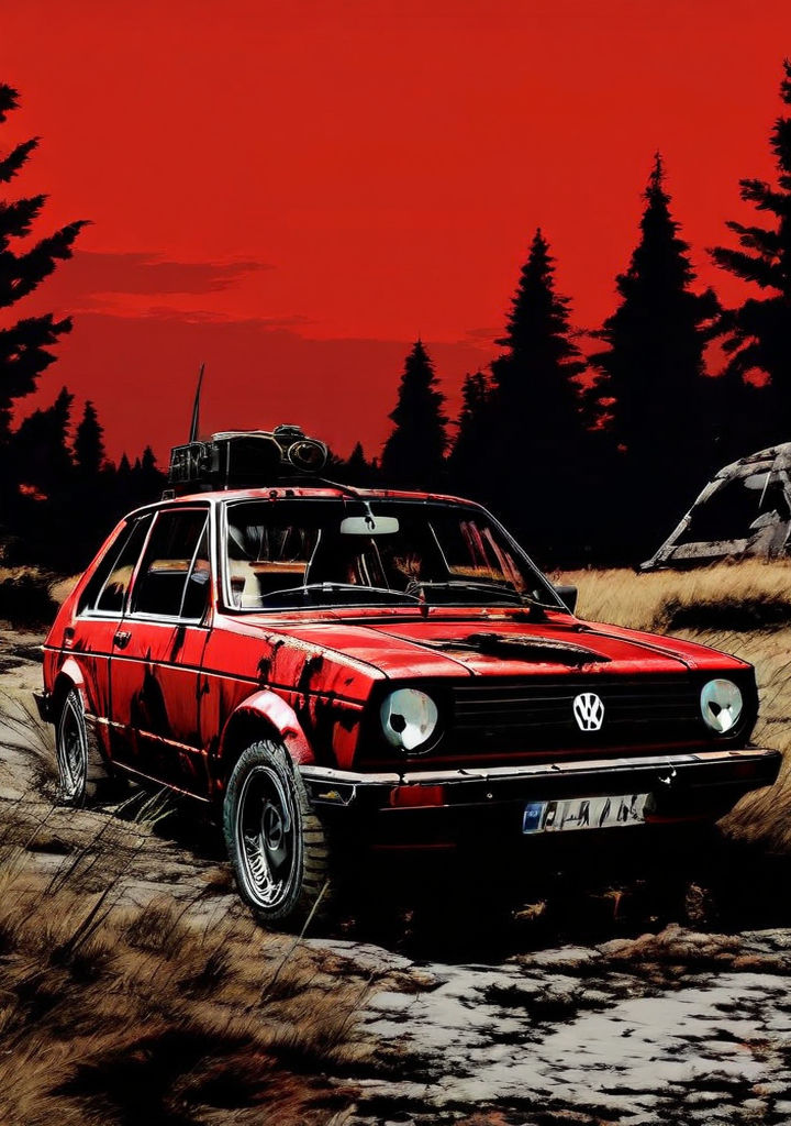 Dayz gun fight bodies and guns damaged red Volkswagen Golf I... by ...