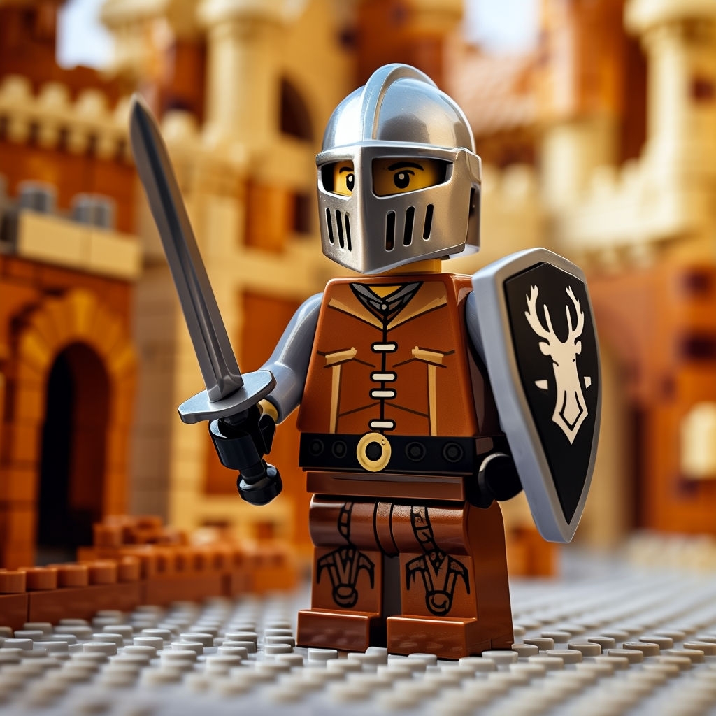 Detailed LEGO Knight Minifigure Close-Up Photography Art