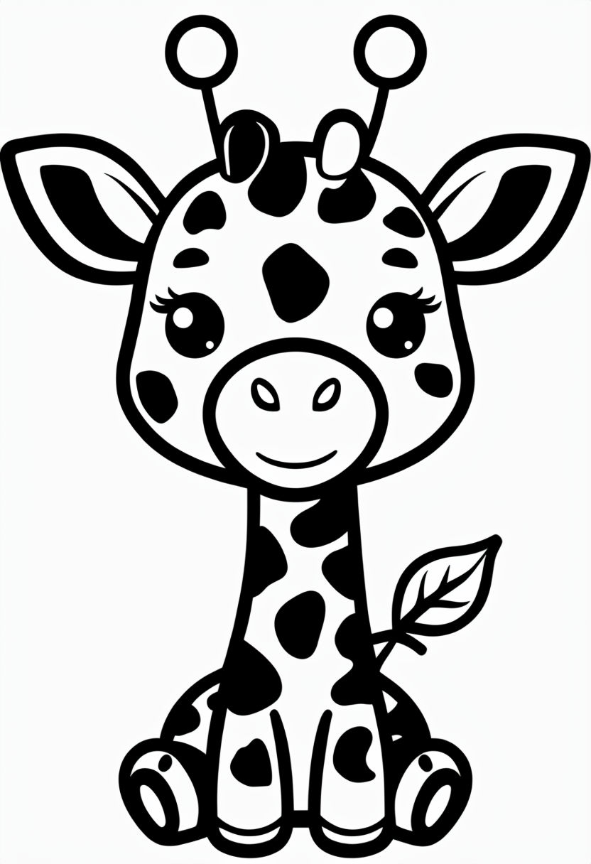 Adorable Cartoon Giraffe Character for Coloring Book Pages