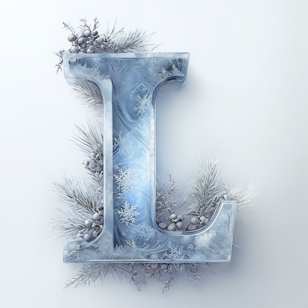 Elegant Winter-Themed 3D Frosty Letter L Monogram