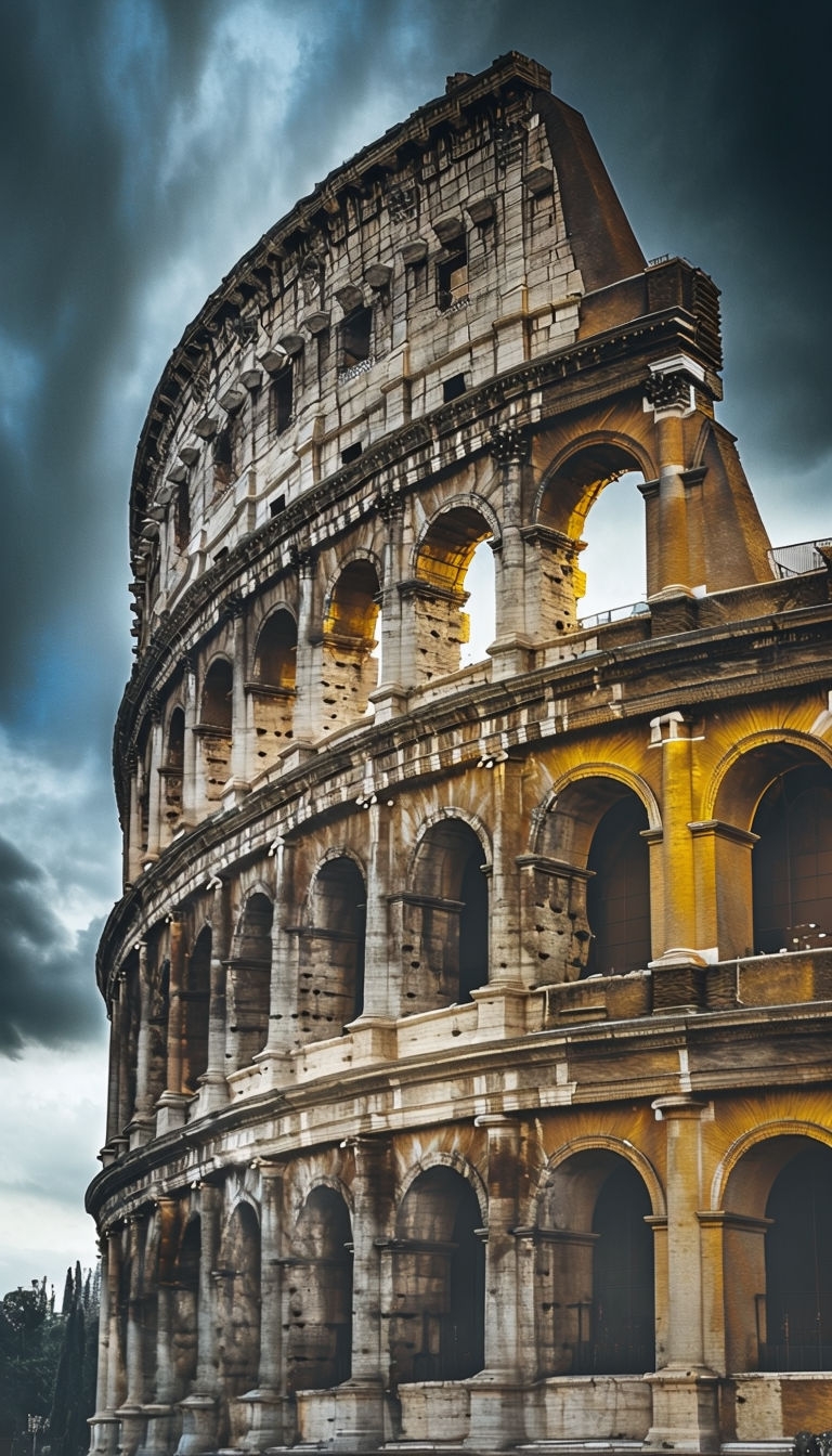 Dramatic Colosseum Photograph with Moody Sky for Mobile Wallpaper