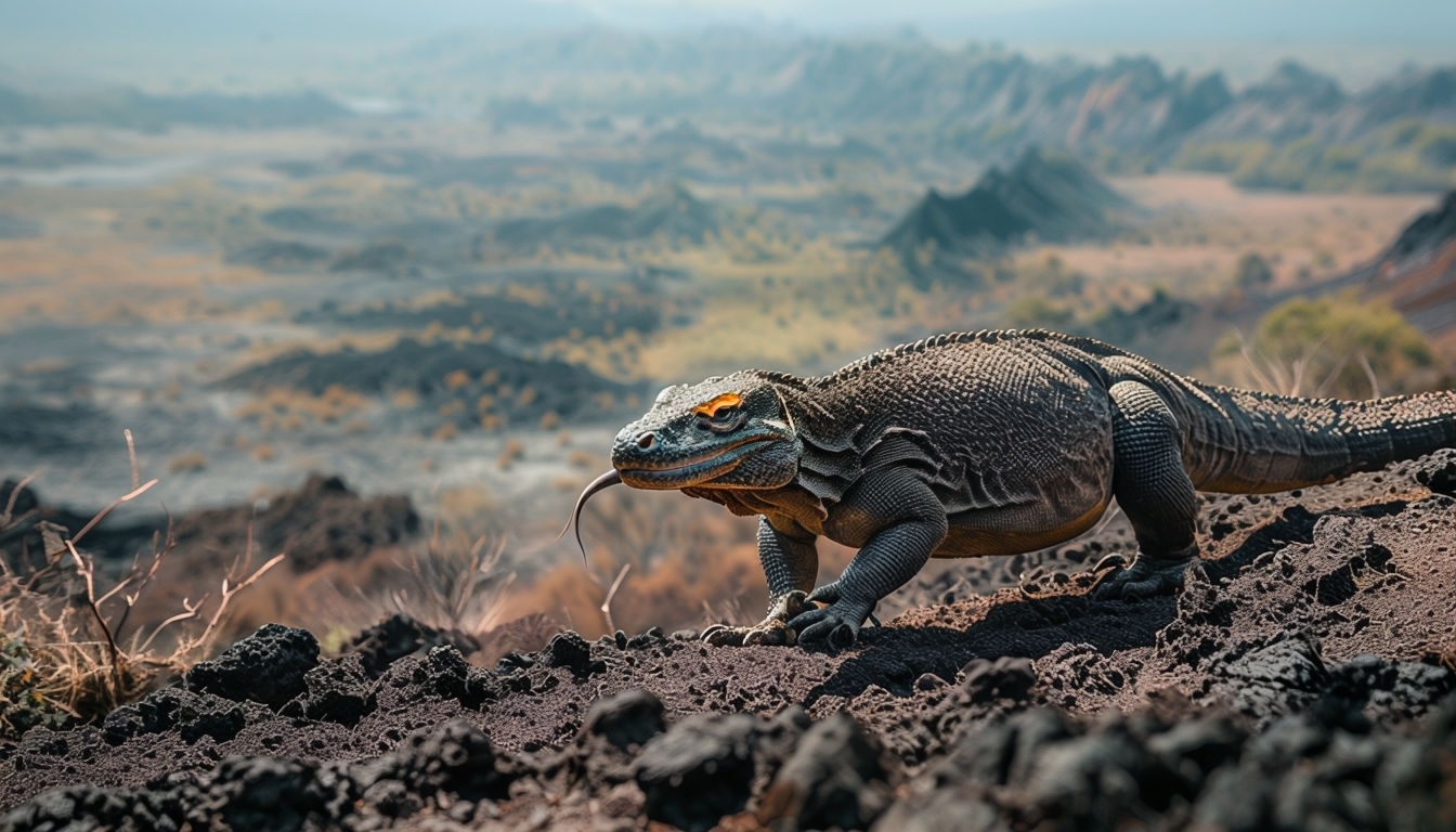 Realistic Komodo Island Volcanic Landscape Virtual Background