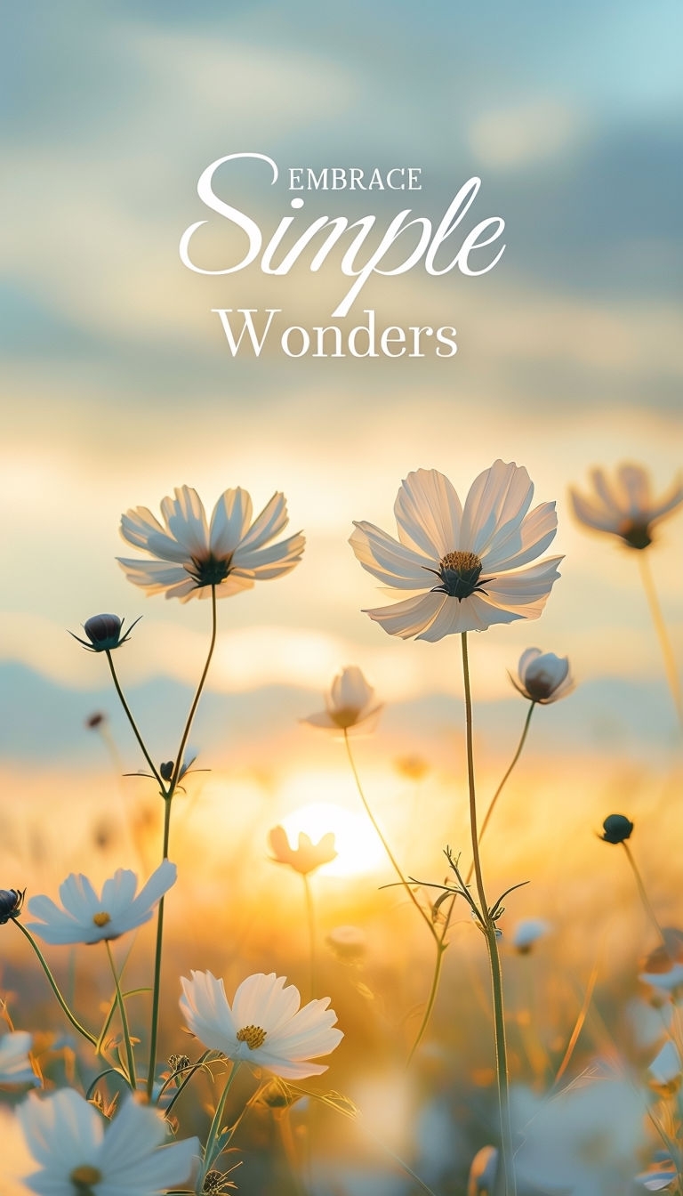 Serene Cosmos Flowers at Sunset with Inspirational Quote Social Media Post