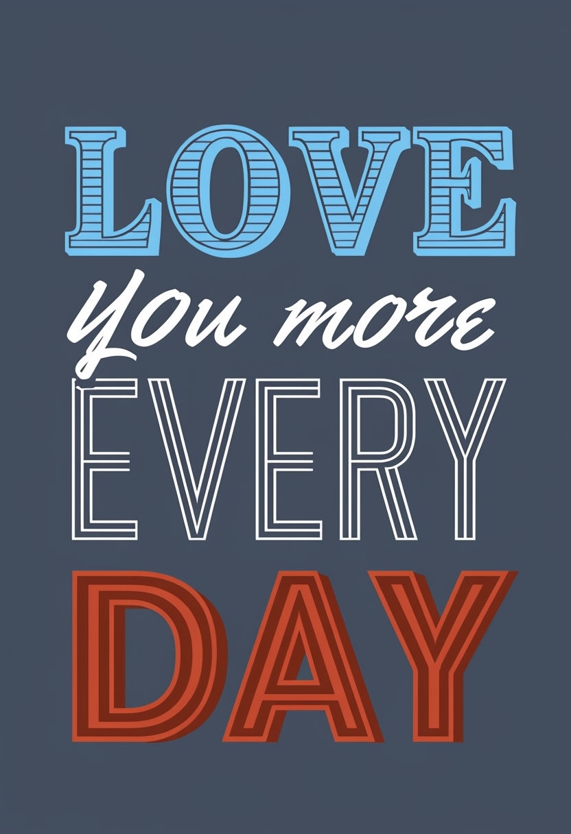 Affectionate Love You More Every Day Typography Poster