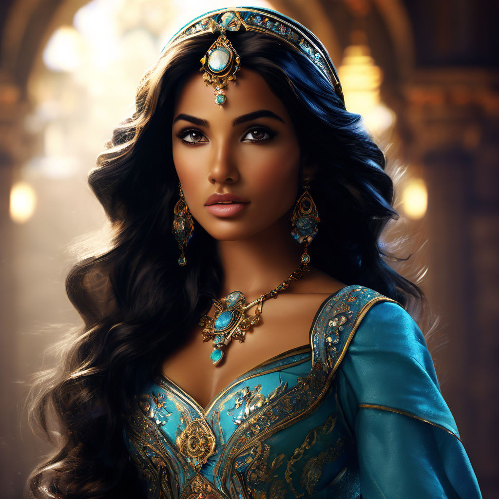 princess jasmine as a realistic beautiful hot female woman