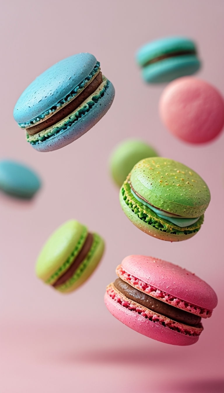 Colorful Floating Macarons Against a Gradient Background Phone Case Cover