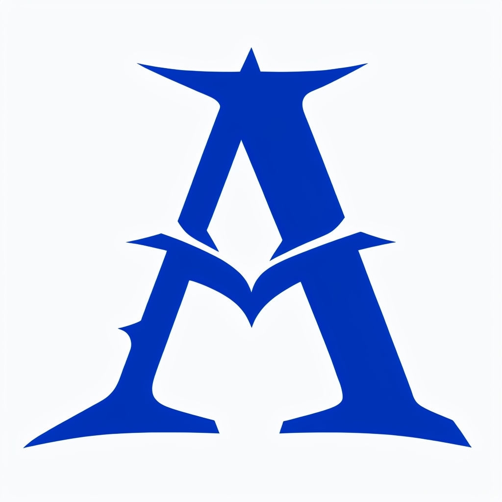 Bold Sapphire Blue Stylized Letter A Monogram