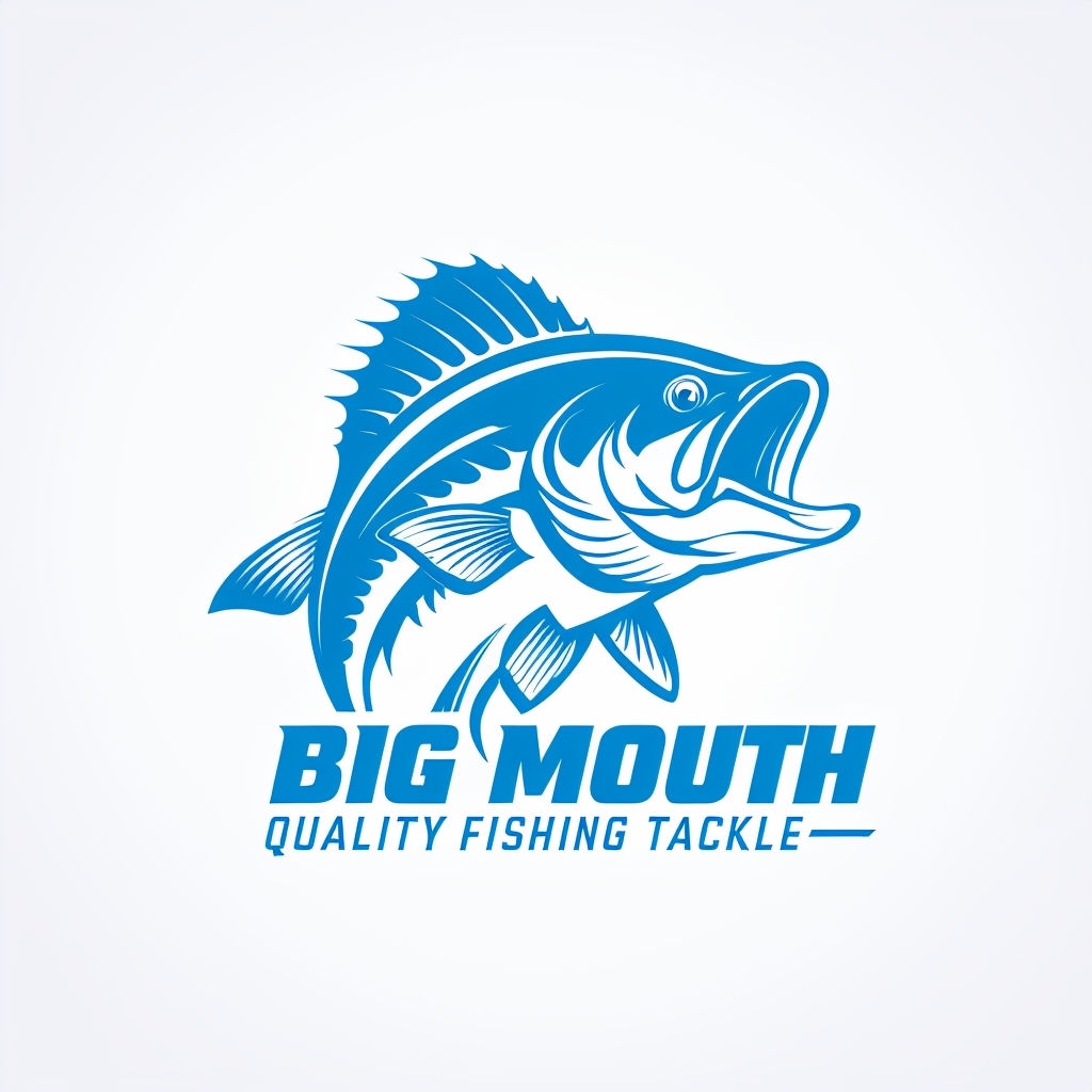 Energetic Big Mouth Fishing Tackle Logo Design in Modern Vector Style