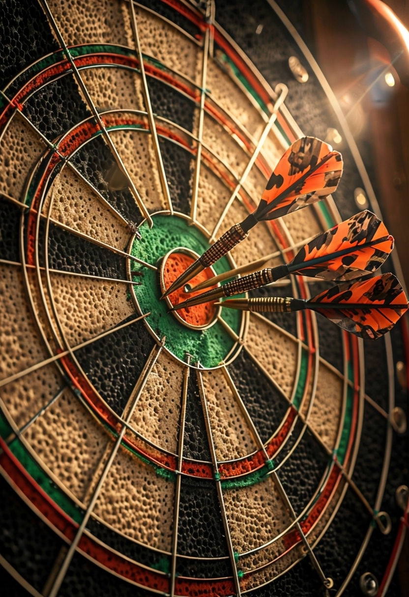 Precision Dartboard with Stylish Darts Close-Up Art