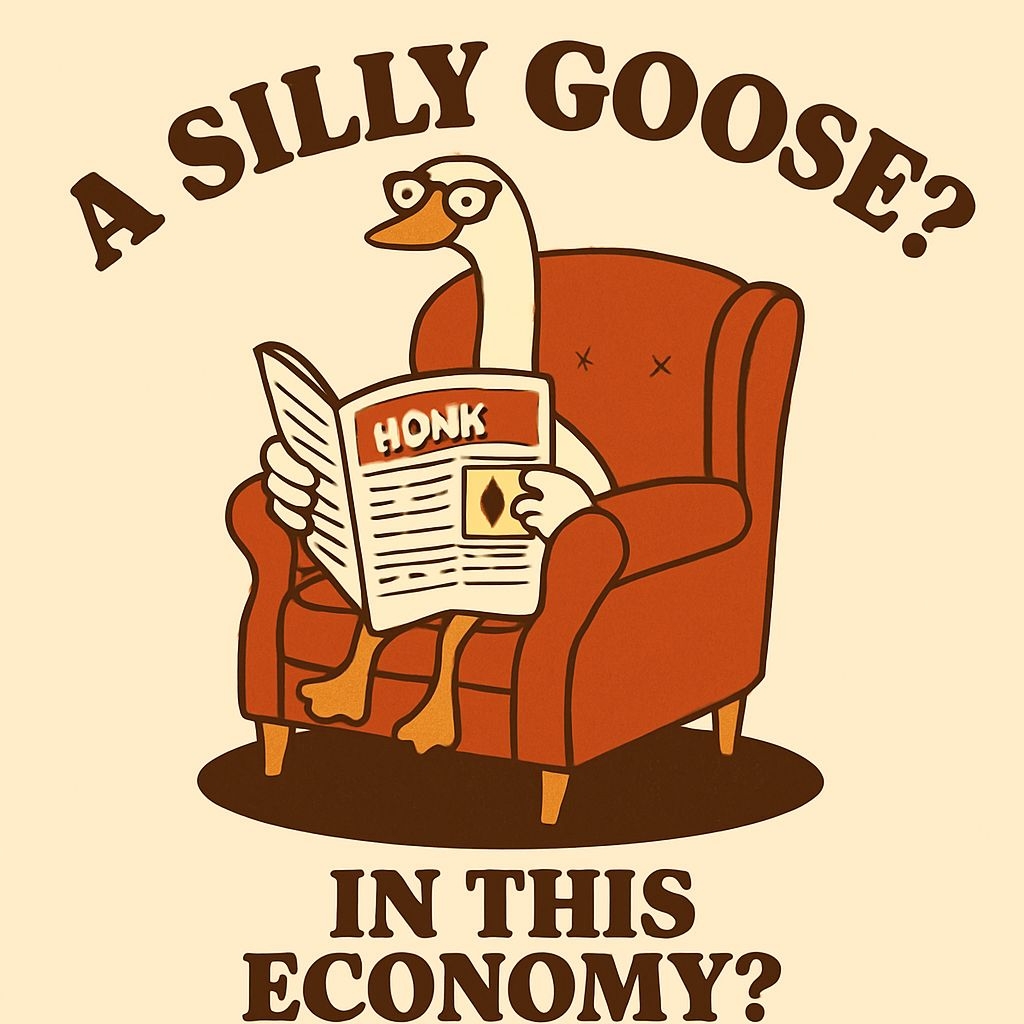 Silly Goose Reading Newspaper in Armchair T-Shirt