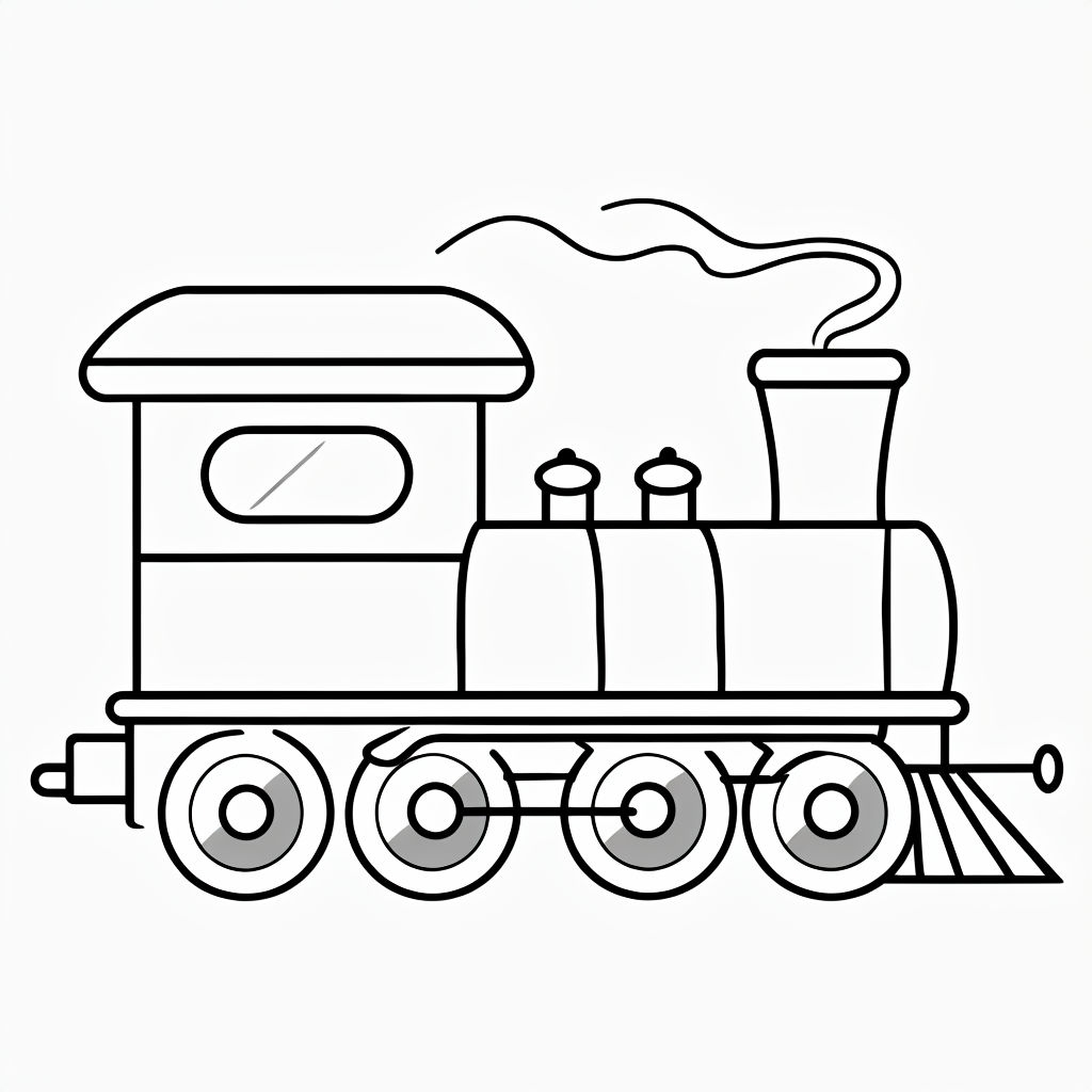 Minimalist Cartoon Steam Engine Train Illustration Art