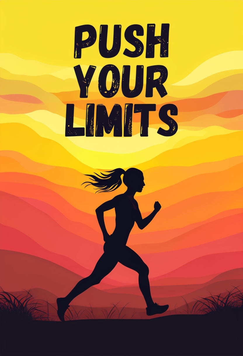 Motivational Runner Silhouette with Sunset Background Poster Social Media Post