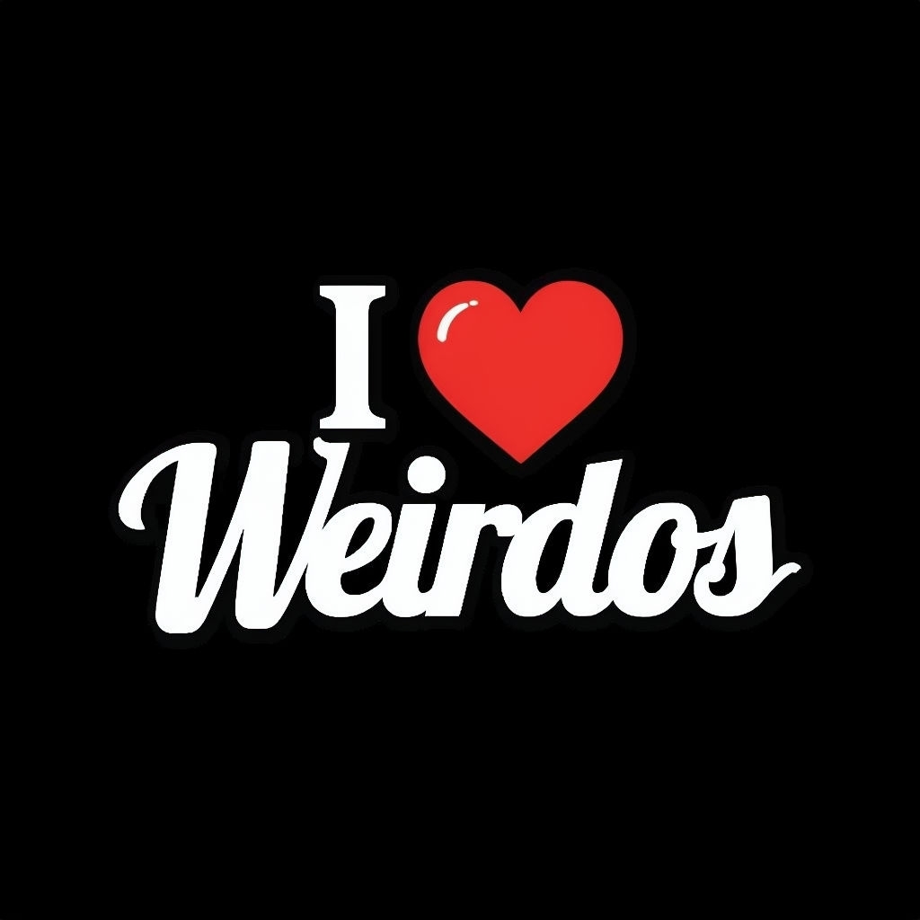 Playful 'I ♥ Weirdos' Retro Typography Design for Hats