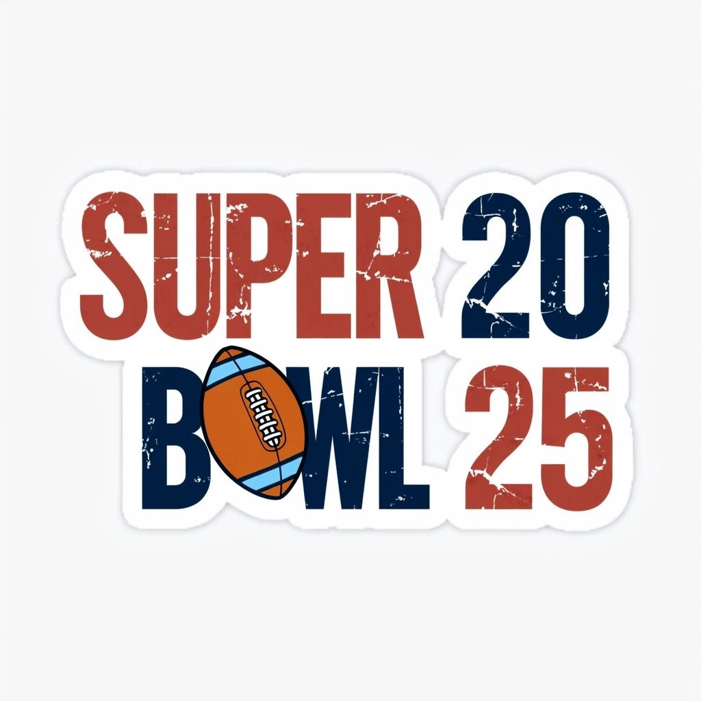 Vintage Super Bowl 25 Text and Football Design Sticker