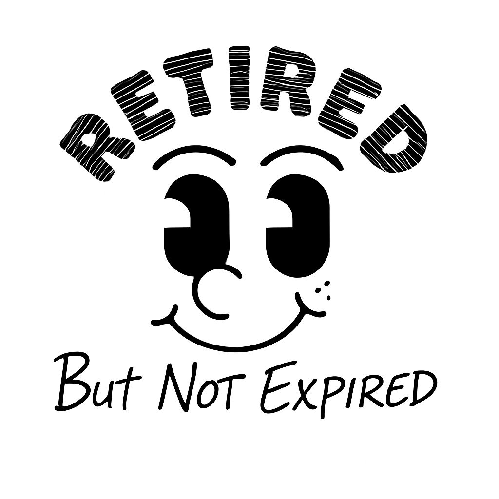 Playful Retired Smiling Face Cartoon Sticker