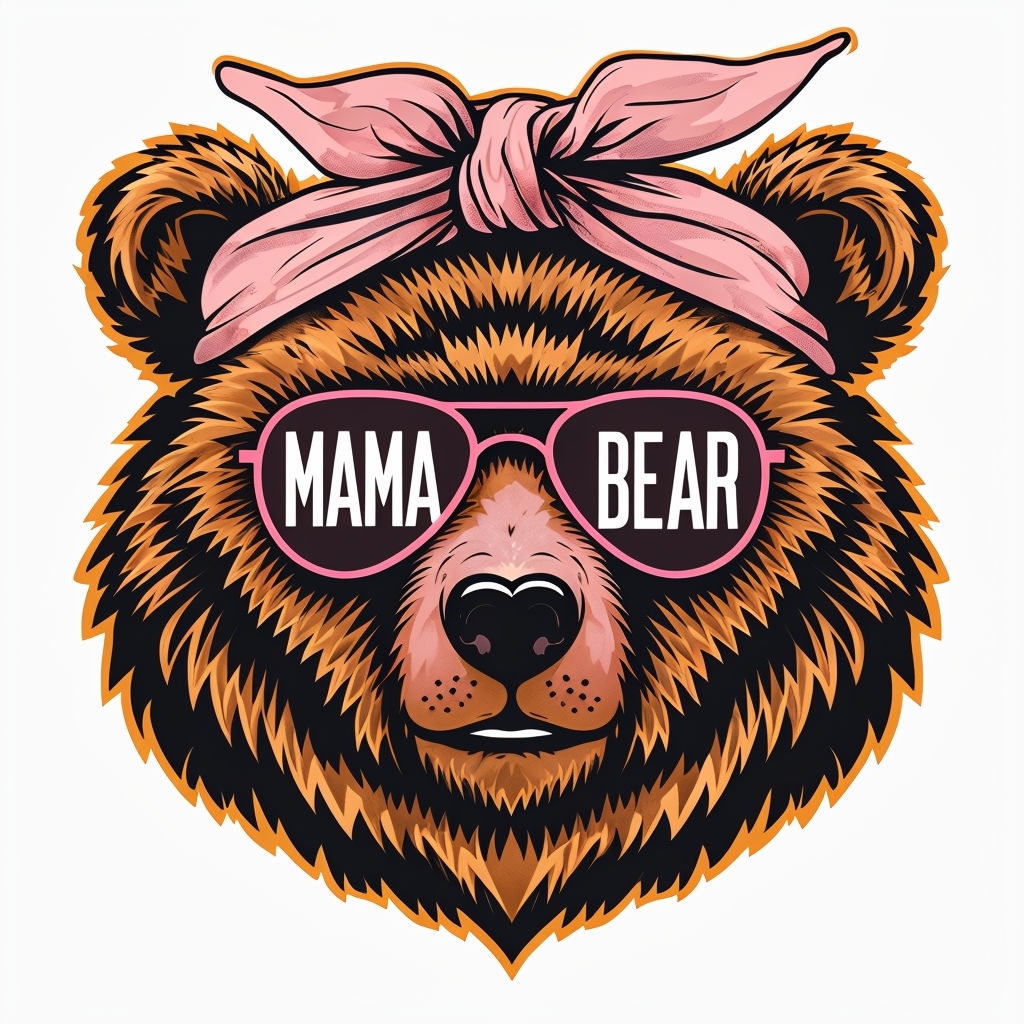 Cool Cartoon Mama Bear with Sunglasses and Pink Bandana Mug