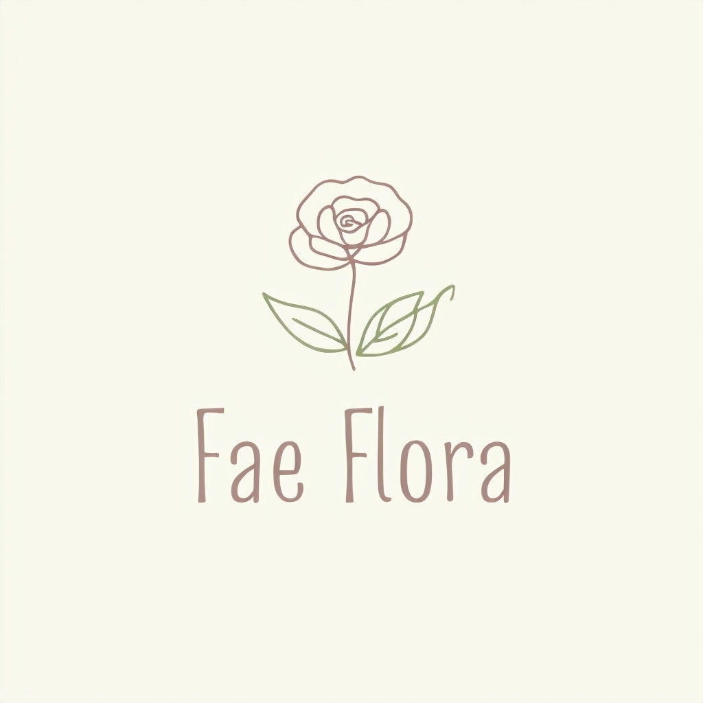 Minimalist Japandi Fae Flora Logo Design with Pressed Flowers Logo