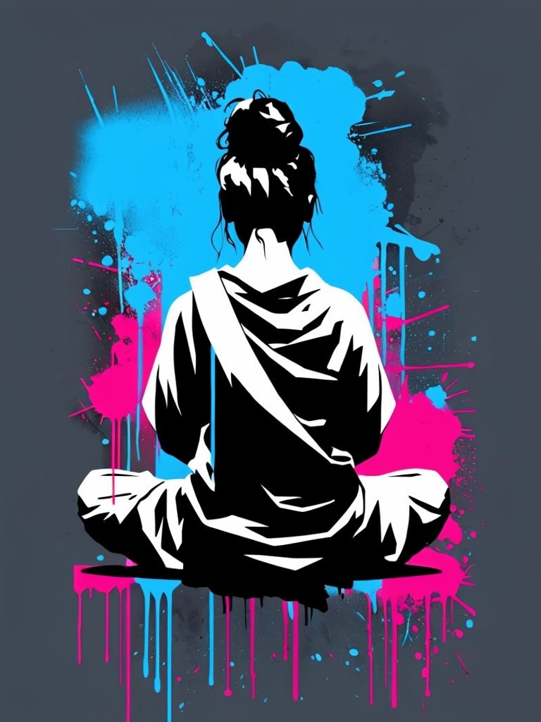 Bold Urban Stencil Art with Colorful Paint Splashes T-Shirt
