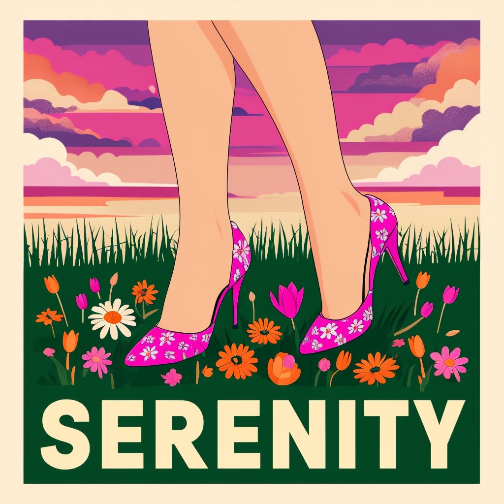 Vibrant Retro Spring Scene with Pink Floral Heels Album Cover