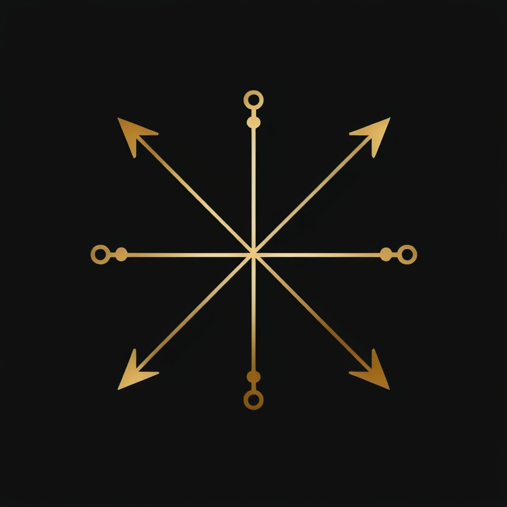Minimalist Gold Symmetrical Arrow Design on Black Logo